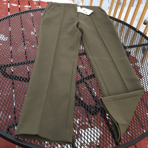 Olive green single pleat size12 extra long Trouser